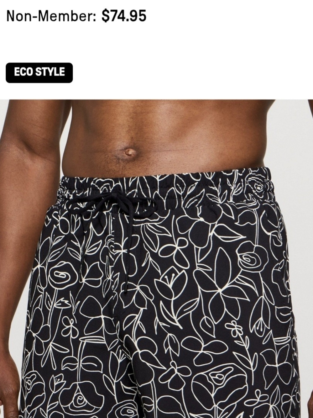 Fabletics The Cabana Shorts Black White Rose Floral 5" lined